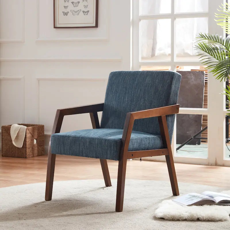 Poltrona di design Mid-Century Modern da 70,8 cm imbottita con braccioli