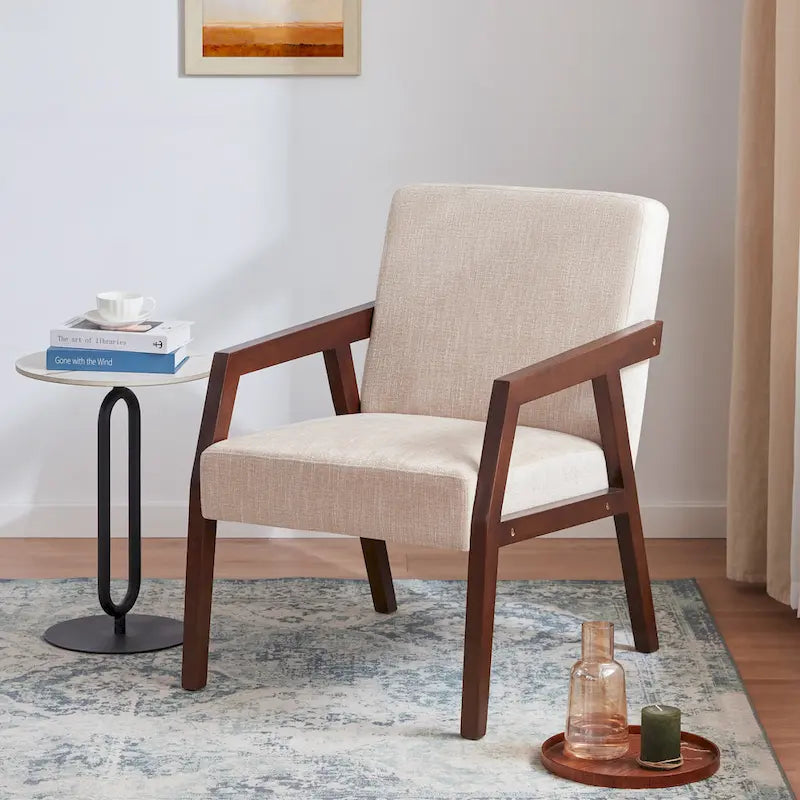 Poltrona di design Mid-Century Modern da 70,8 cm imbottita con braccioli