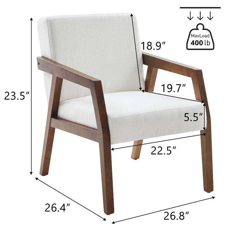 Poltrona di design Mid-Century Modern da 70,8 cm imbottita con braccioli