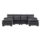 Divano Sezionale Modulare Moderno a U a 6 Posti Imbottito Trasformabile in Letto