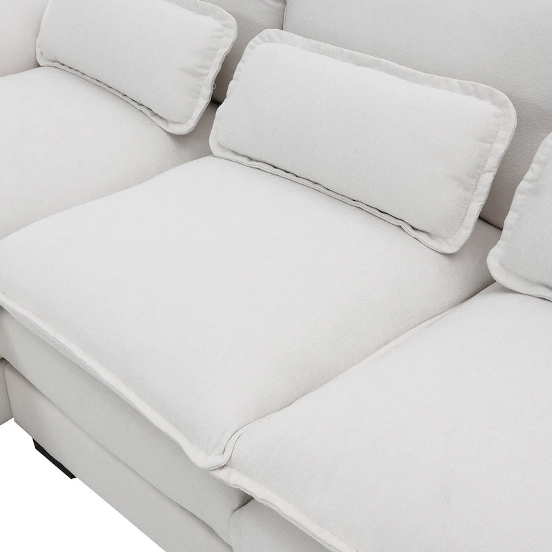 Divano Sezionale Modulare Moderno a U a 6 Posti Imbottito Trasformabile in Letto