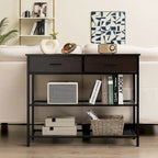 Tavolo Consolle da Ingresso con 2 Cassetti e 2 Ripiani 39,5x12x32