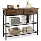 Tavolo Consolle da Ingresso con 2 Cassetti e 2 Ripiani 39,5x12x32