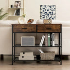 Tavolo Consolle da Ingresso con 2 Cassetti e 2 Ripiani 39,5x12x32