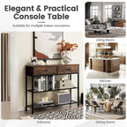 Tavolo Consolle da Ingresso con 2 Cassetti e 2 Ripiani 39,5x12x32