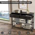 Tavolo Consolle da Ingresso con 2 Cassetti e 2 Ripiani 39,5x12x32