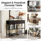 Tavolo Consolle da Ingresso con 2 Cassetti e 2 Ripiani 39,5x12x32