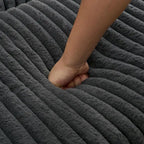 Chaise Longue in Corduroy Grigio Scuro Moderno da 121 cm con Pouf e Cuscini