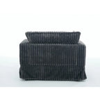 Chaise Longue in Corduroy Grigio Scuro Moderno da 121 cm con Pouf e Cuscini