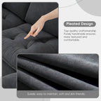 Divano componibile a L convertibile a 4 posti con pouf rimovibile e cuscini abbinati, rivestimento in velluto scamosciato