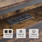 Letto a piattaforma Queen Size con testiera contenitore, luce LED e ricarica