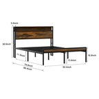 Letto a piattaforma Queen Size con testiera contenitore, luce LED e ricarica