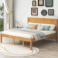 Letto a Piattaforma Matrimoniale in Legno di Pino Espresso Queen Size con Testiera e Supporto a Doghe in Legno