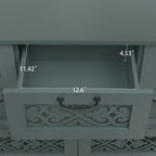 Cassettiera orizzontale a 7 cassetti in stile retrò con pannello dei cassetti intagliato e maniglia in metallo per camera da letto, soggiorno