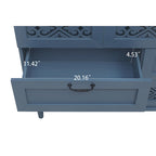 Cassettiera orizzontale a 7 cassetti in stile retrò con pannello dei cassetti intagliato e maniglia in metallo per camera da letto, soggiorno