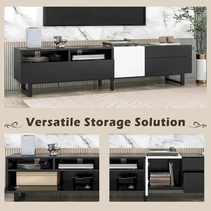 Mobile porta TV moderno con doppio vano portaoggetti per TV da 80 pollici - 15,00 x 70,90 x 19,70