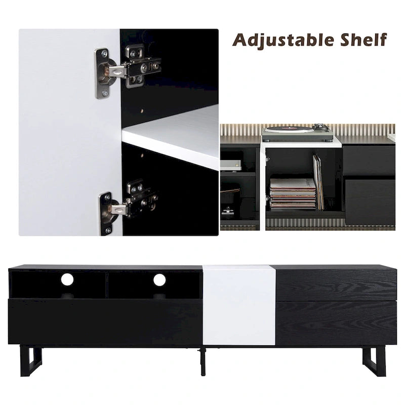 Mobile porta TV moderno con doppio vano portaoggetti per TV da 80 pollici - 15,00 x 70,90 x 19,70