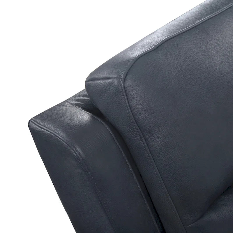 Divano reclinabile elettrico a 4 posti in vera pelle per soggiorno con console, porta USB, poggiatesta regolabile