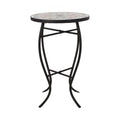 Tavolino da interno con piano in mosaico e struttura in metallo nero 15,75x22,25