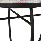 Tavolino da interno con piano in mosaico e struttura in metallo nero 15,75x22,25