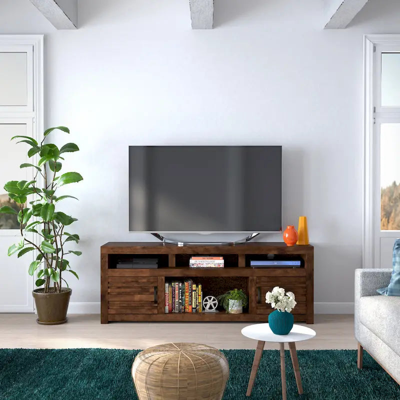 Mobile Porta TV da 72" per TV fino a 85" – Finitura Whiskey, Nessun Montaggio Richiesto