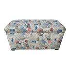 Baule con contenitore e bottoni imbottiti con gambe nere 94L x 48W x 51H cm