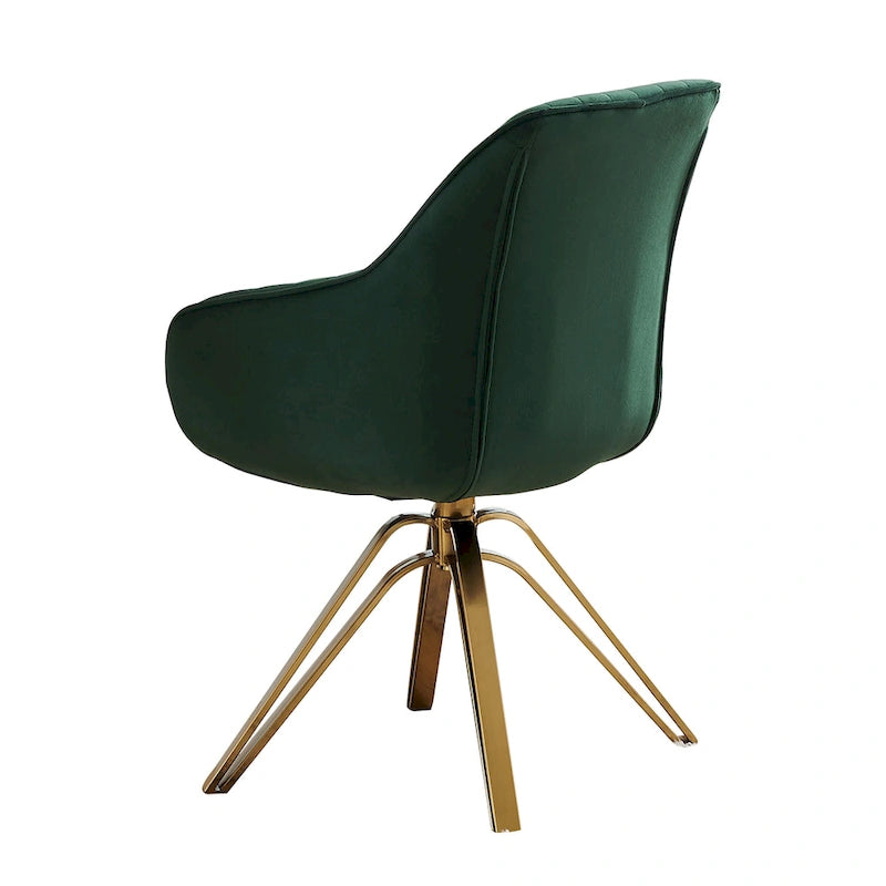 Poltrona di design girevole in velluto verde e oro 58 cm