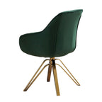Poltrona di design girevole in velluto verde e oro 58 cm