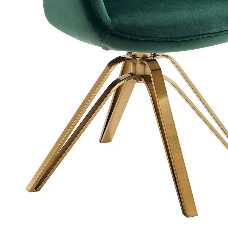 Poltrona di design girevole in velluto verde e oro 58 cm