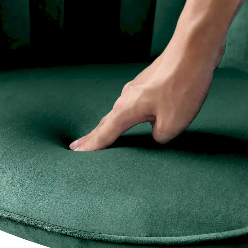 Poltrona di design girevole in velluto verde e oro 58 cm