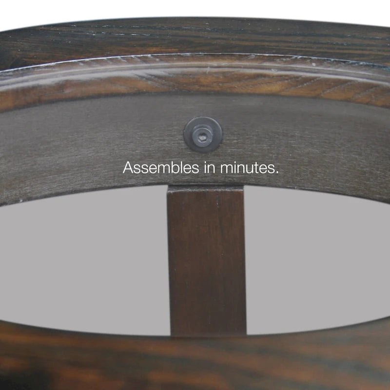 Tavolino rotondo in rovere massiccio con ripiano in vetro e ripiano inferiore 18"