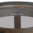 Tavolino rotondo in rovere massiccio con ripiano in vetro e ripiano inferiore 18"