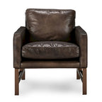 Poltrona Club in pelle blu con struttura in ottone 22W x 21D x 18.5H