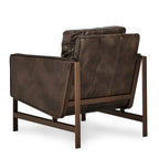 Poltrona Club in pelle blu con struttura in ottone 22W x 21D x 18.5H