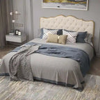 Elegante Letto con Piattaforma, Schienale a Forma di Fibbia, Con Quattro Cassetti Contenitori