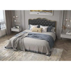 Elegante Letto con Piattaforma, Schienale a Forma di Fibbia, Con Quattro Cassetti Contenitori