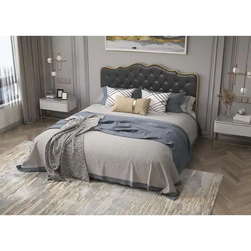 Elegante Letto con Piattaforma, Schienale a Forma di Fibbia, Con Quattro Cassetti Contenitori
