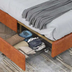 Elegante Letto con Piattaforma, Schienale a Forma di Fibbia, Con Quattro Cassetti Contenitori