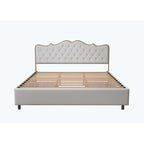 Elegante Letto con Piattaforma, Schienale a Forma di Fibbia, Con Quattro Cassetti Contenitori