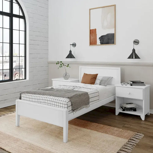 Bed Frame with Panel Headboard and Plywood Slats for Approx. 97 × 191 cm Mattress, 181.4 kg Maximum Load – product view