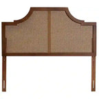 Testiera ad arco in legno di frassino e noce con rattan, in stile Mid-Century Modern
