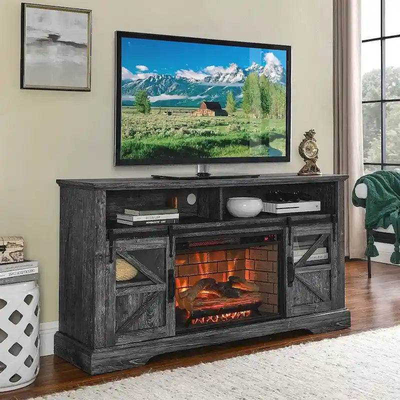 Mobile porta TV da 60 pollici per TV fino a 70 pollici con camino elettrico