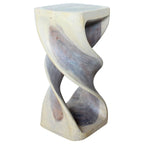 Tavolino/Sgabello d'appoggio Doppio Intreccio in Legno Massello 35,5 cm L x 76 cm H Olio Grigio