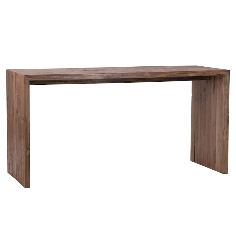 Scrivania rettangolare a cascata in teak di recupero da 60"