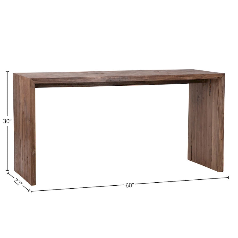 Scrivania rettangolare a cascata in teak di recupero da 60"