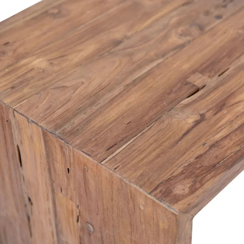 Scrivania rettangolare a cascata in teak di recupero da 60"