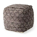 Pouf quadrato in pelle e cotone grigio fantasia 16x16x16