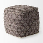 Pouf quadrato in pelle e cotone grigio fantasia 16x16x16