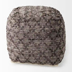 Pouf quadrato in pelle e cotone grigio fantasia 16x16x16