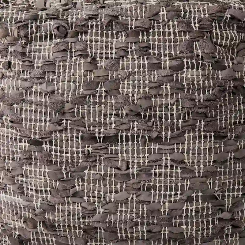 Pouf quadrato in pelle e cotone grigio fantasia 16x16x16